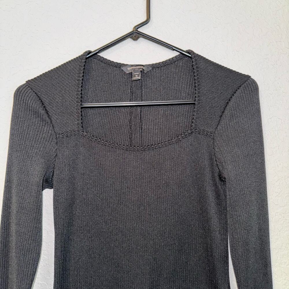 Banana‎ Republic Square Neck Bodycon Black Ribbed Midi Dress Women's Small